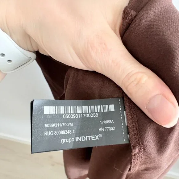 Zara Gathered Mesh Tulle Maxi Midi Dress Brown Size Medium - Picture 7 of 8